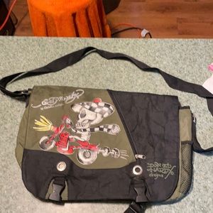 Ed Hardy Christian Audigier Green Shoulder Bag